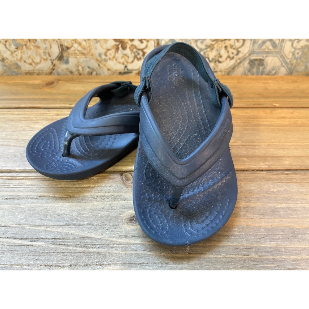 Crocs Flip Flops Comfort Toddler Size 7 Navy Blue Excellent